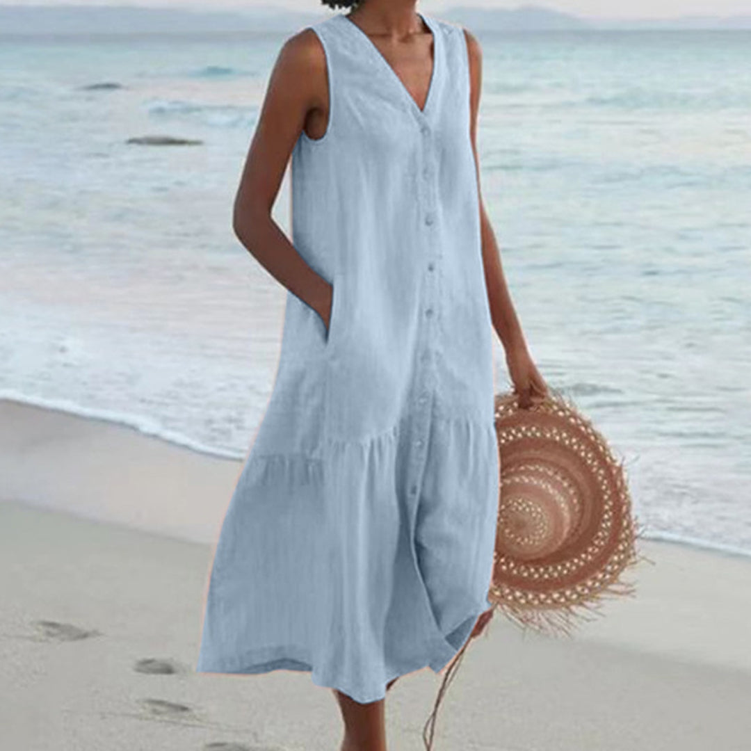 Women's Long Sleeveless Dress with Loose Fit
