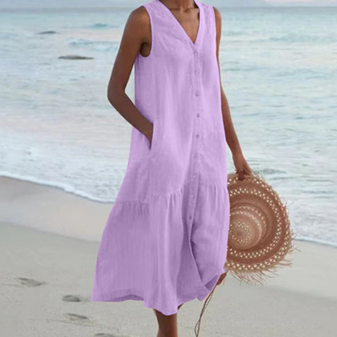 Women's Long Sleeveless Dress with Loose Fit