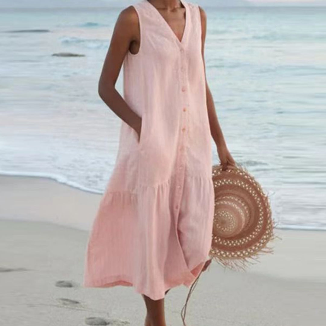 Women's Long Sleeveless Dress with Loose Fit