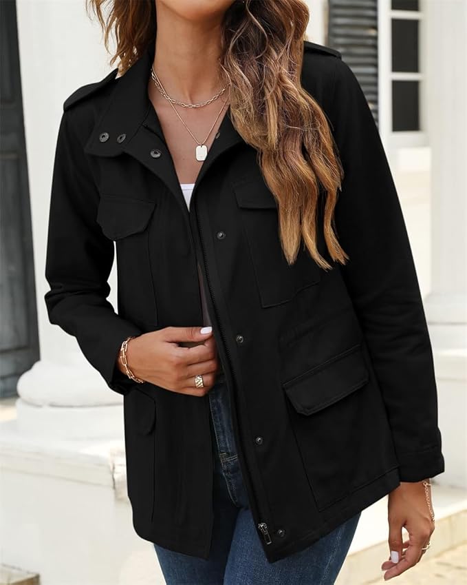 Giacca Cargo Leggera da Donna Stile Militare | Giacca Antivento Comoda