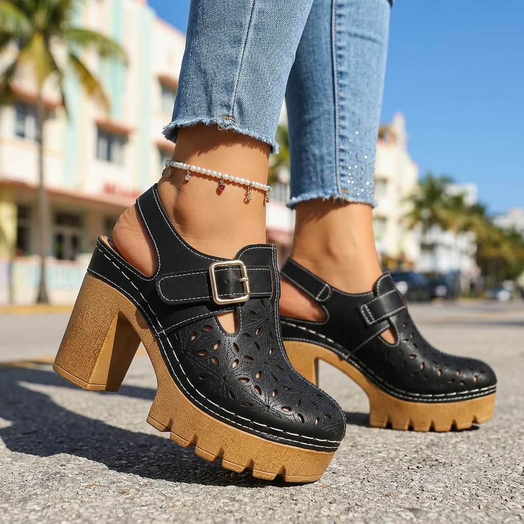 Platform-sandaler med spænde