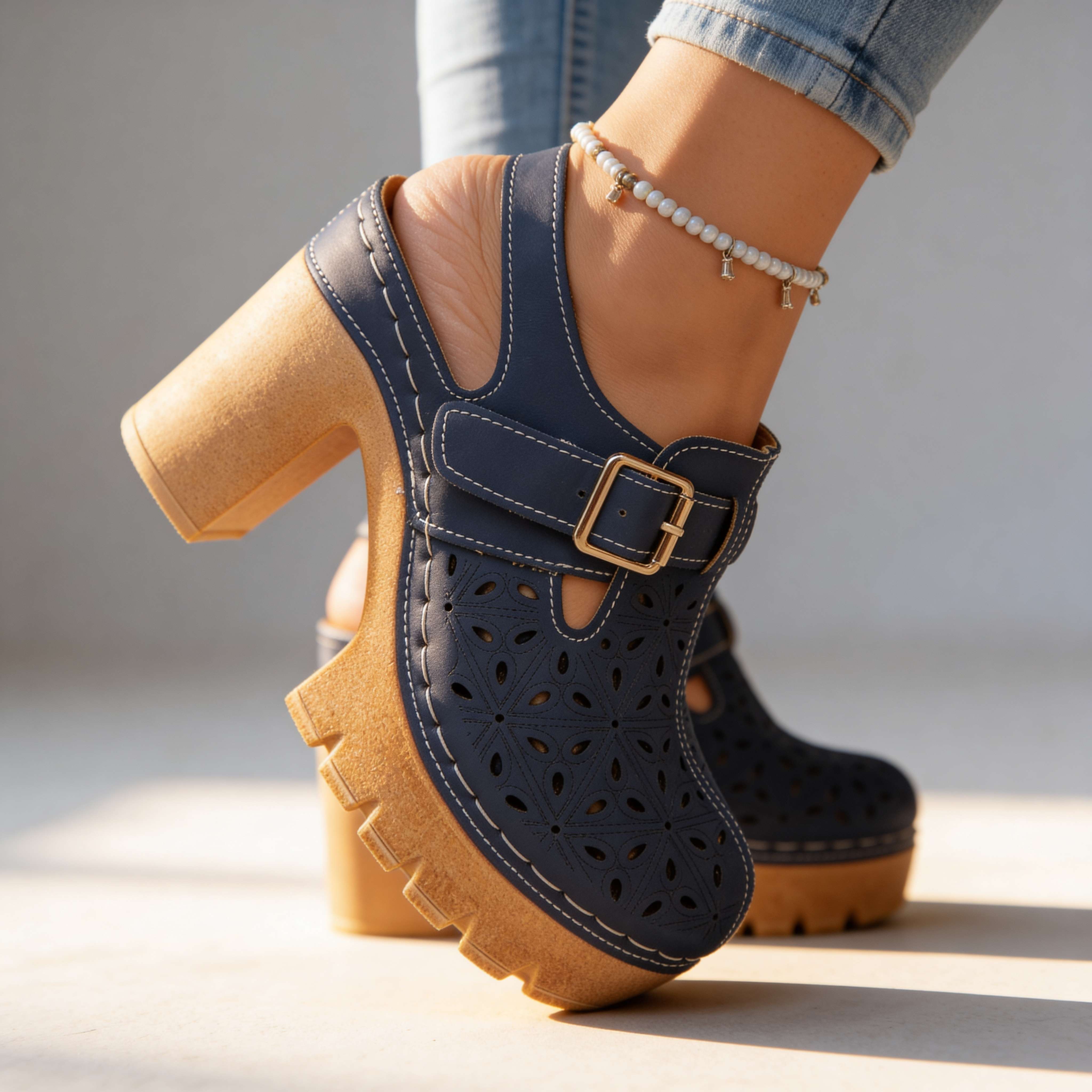 Platform-sandaler med spænde