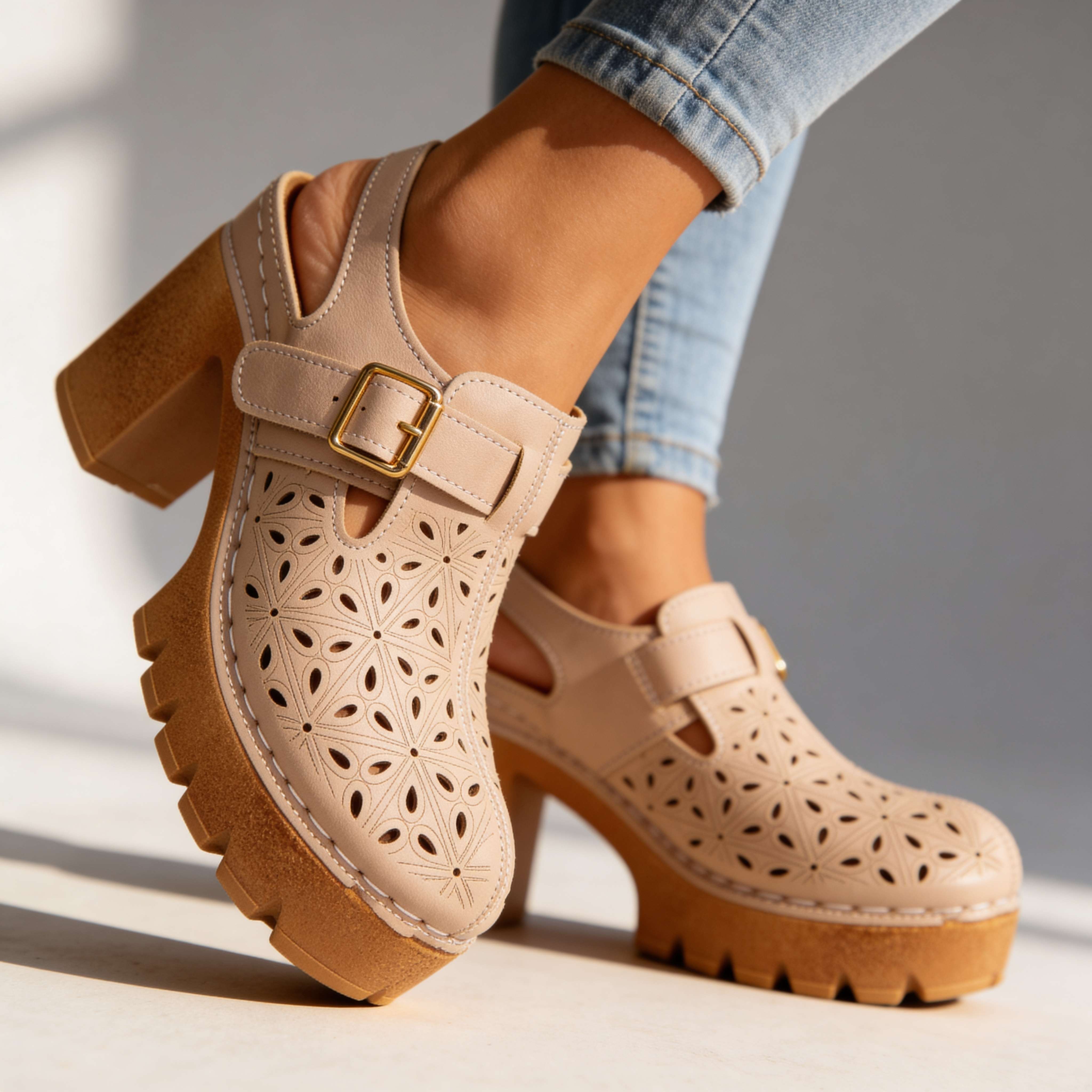 Platform-sandaler med spænde