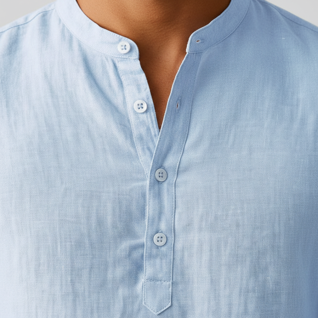 Men's Long Sleeve Linen Henley Shirt
