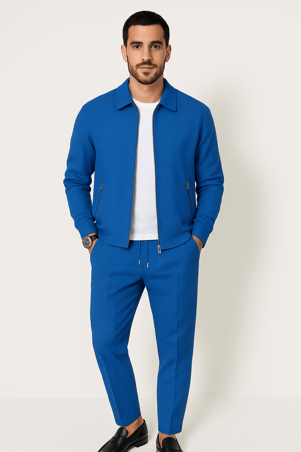 Completo da Uomo con Giacca e Pantaloni con Cerniera Casual | Set Minimalista Due Pezzi