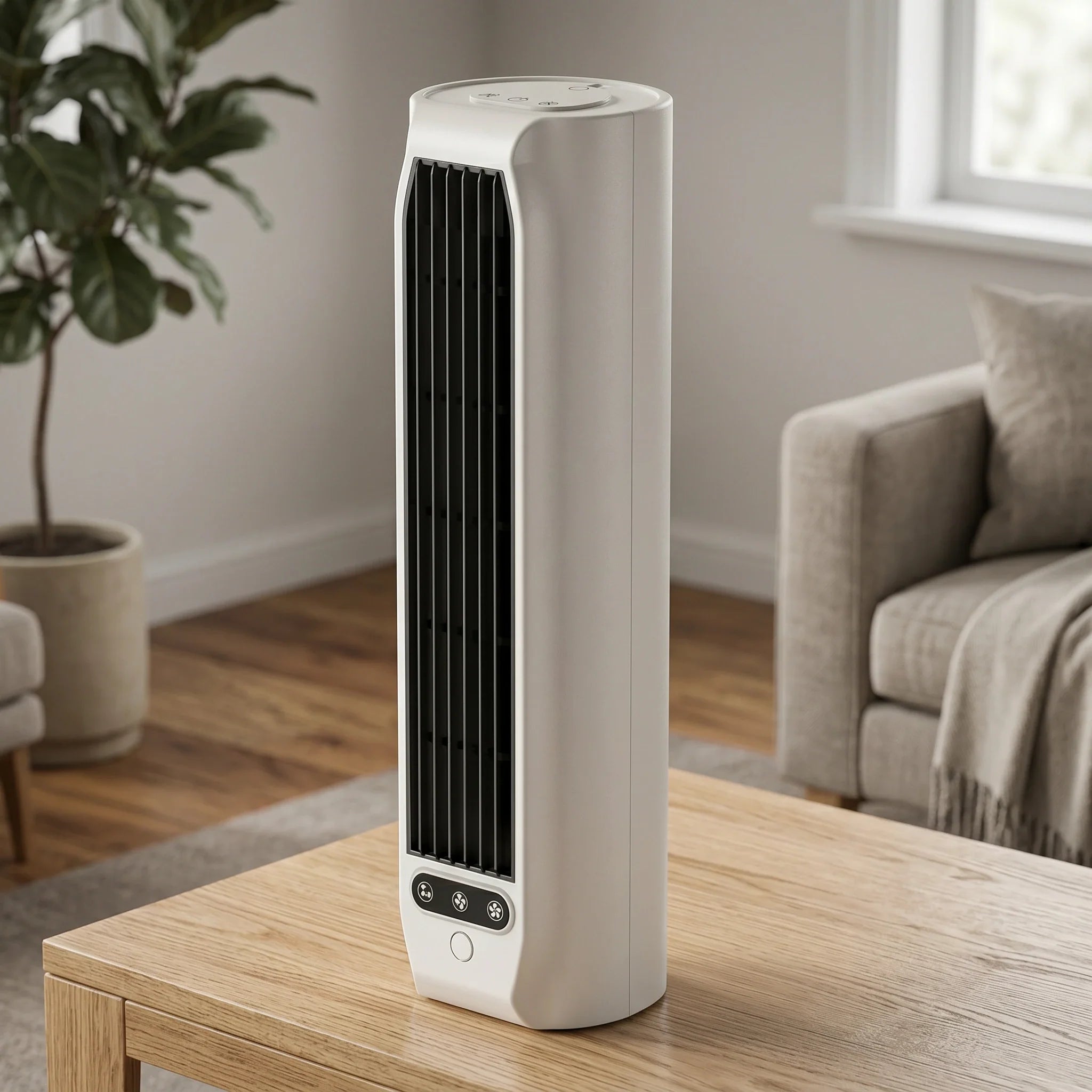 Compact Tower Fan with Oscillation for Home and Office