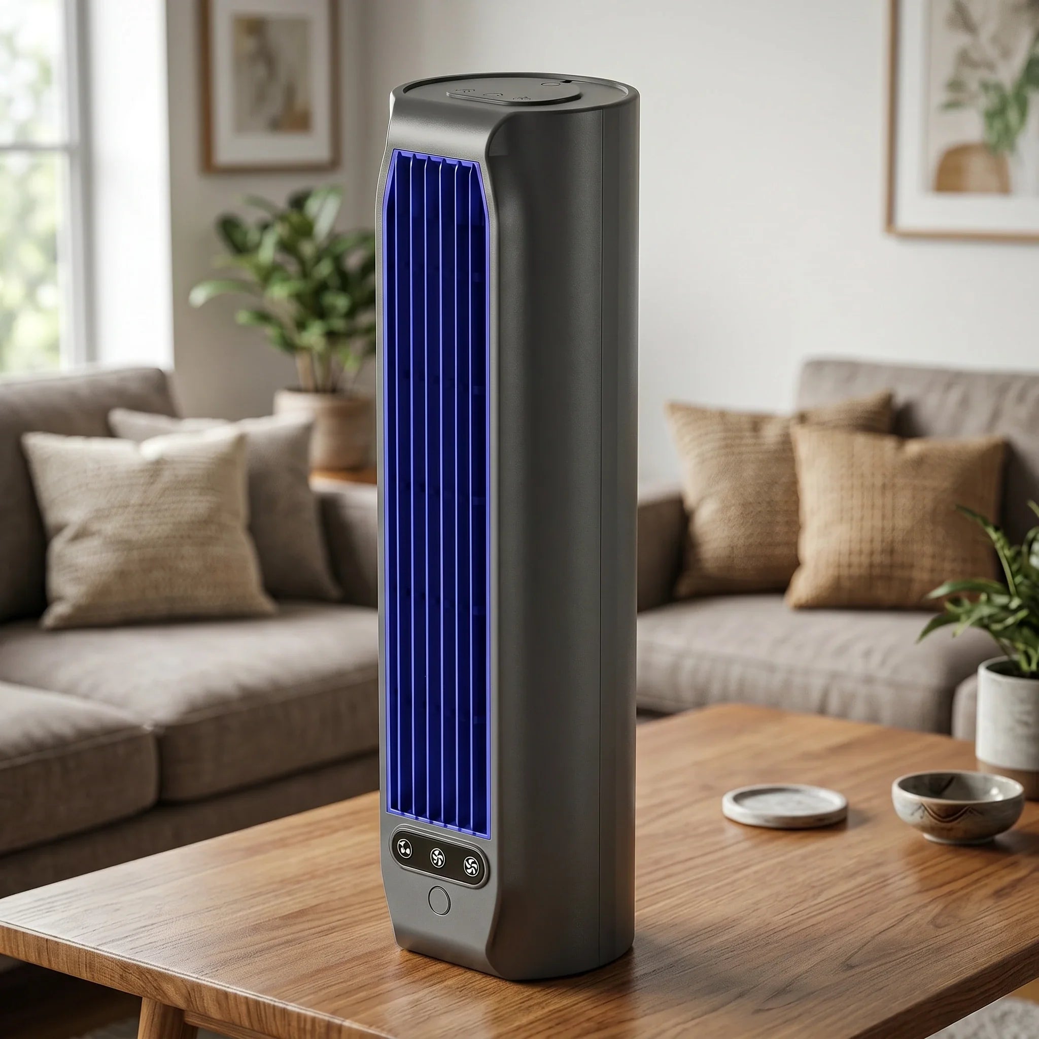 Compact Tower Fan with Oscillation for Home and Office