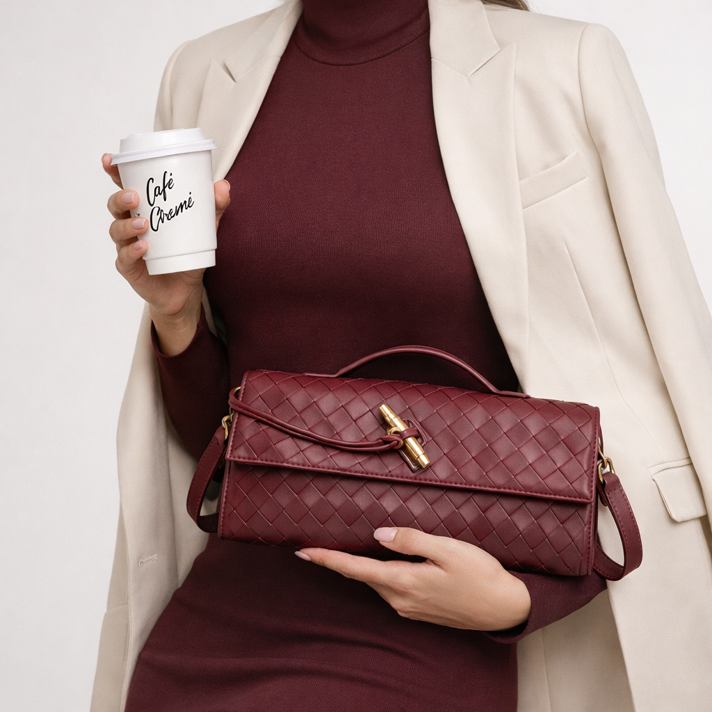 Woven Clutch with Removable Shoulder Strap