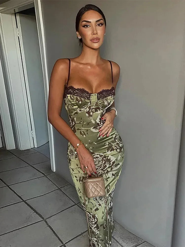 Rochie midi de damă cu flori, decolteu în formă de inimă, fără bretele