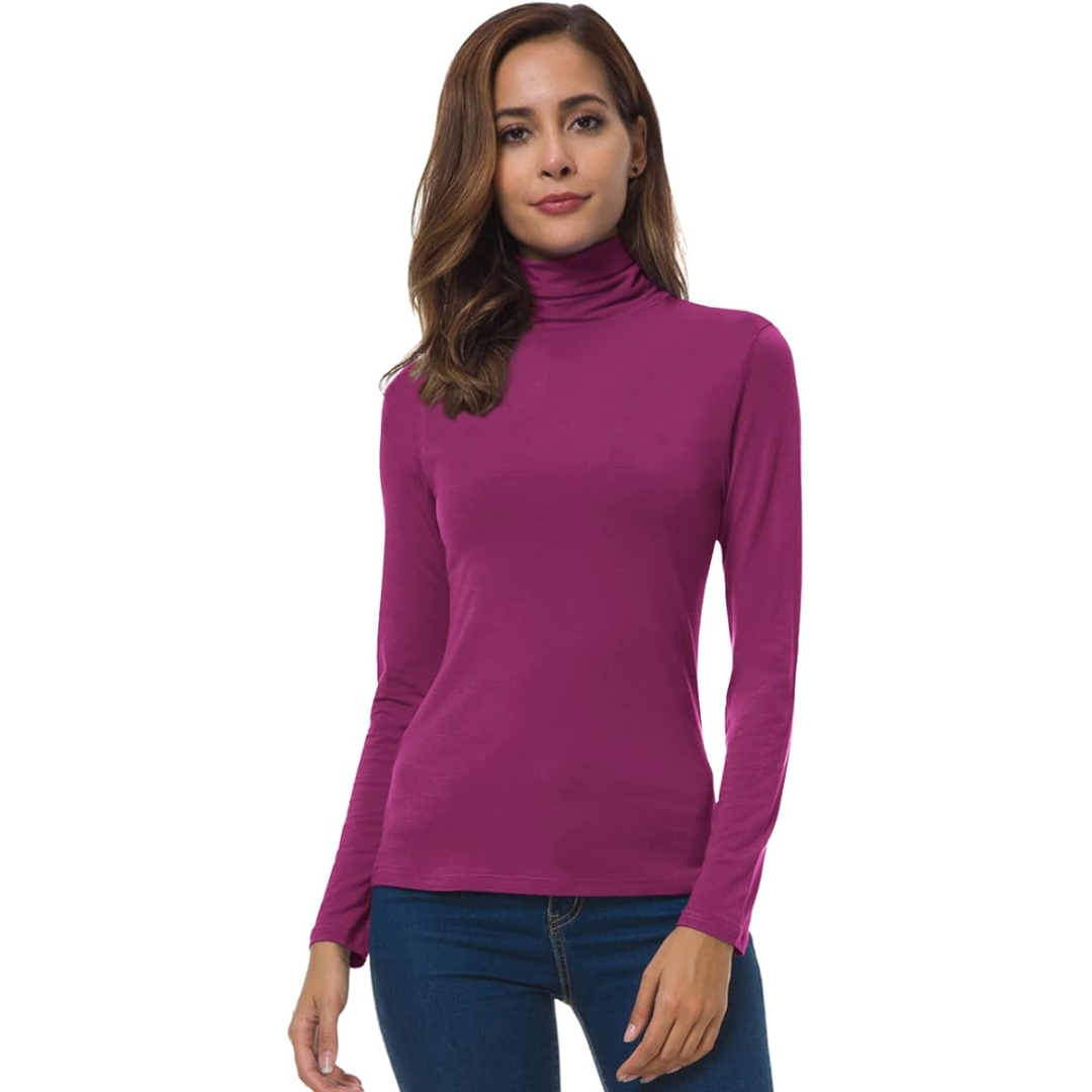 Maglia Dolcevita da Donna Calda a Maniche Lunghe | Top Invernale Elasticizzato a Vestibilità Slim