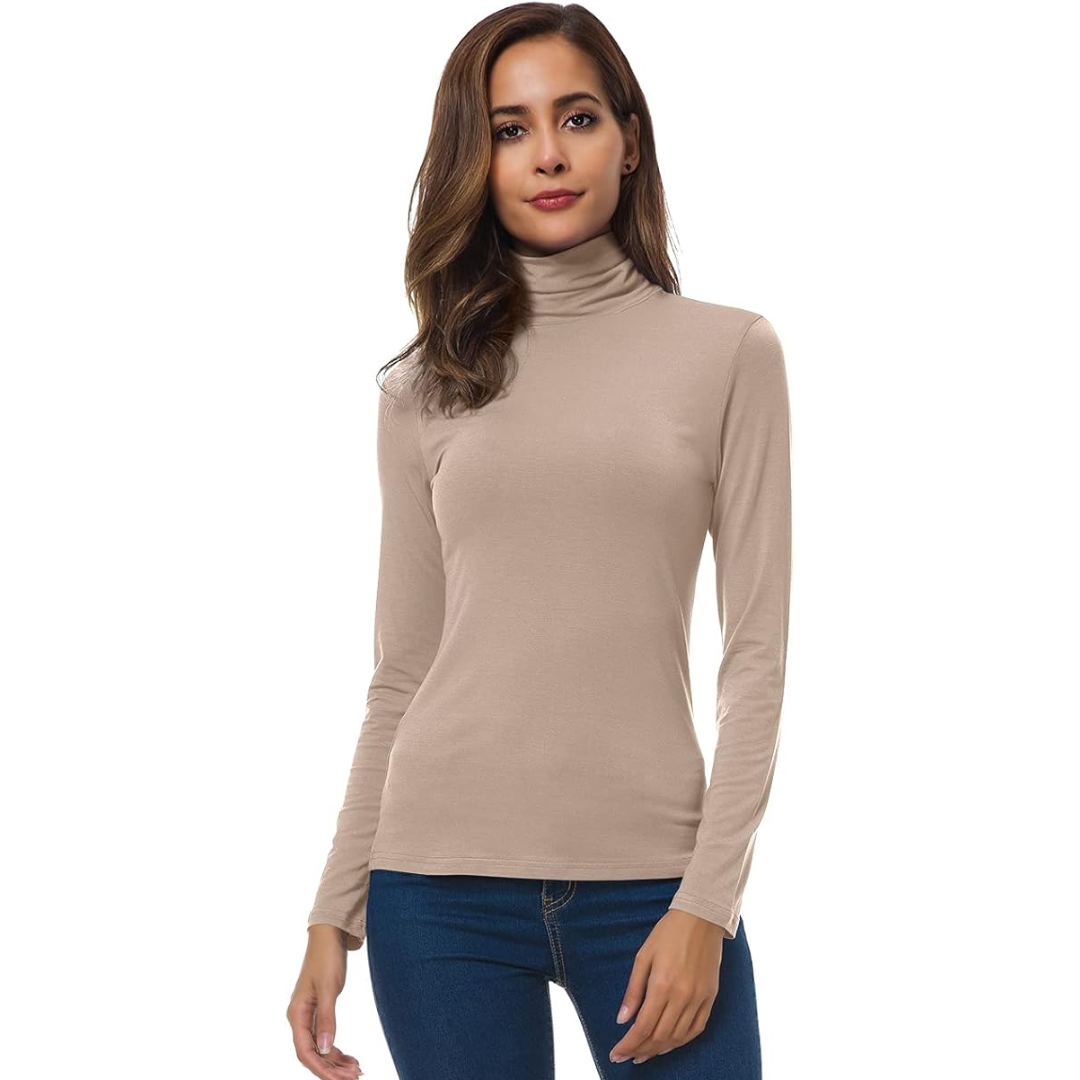 Maglia Dolcevita da Donna Calda a Maniche Lunghe | Top Invernale Elasticizzato a Vestibilità Slim