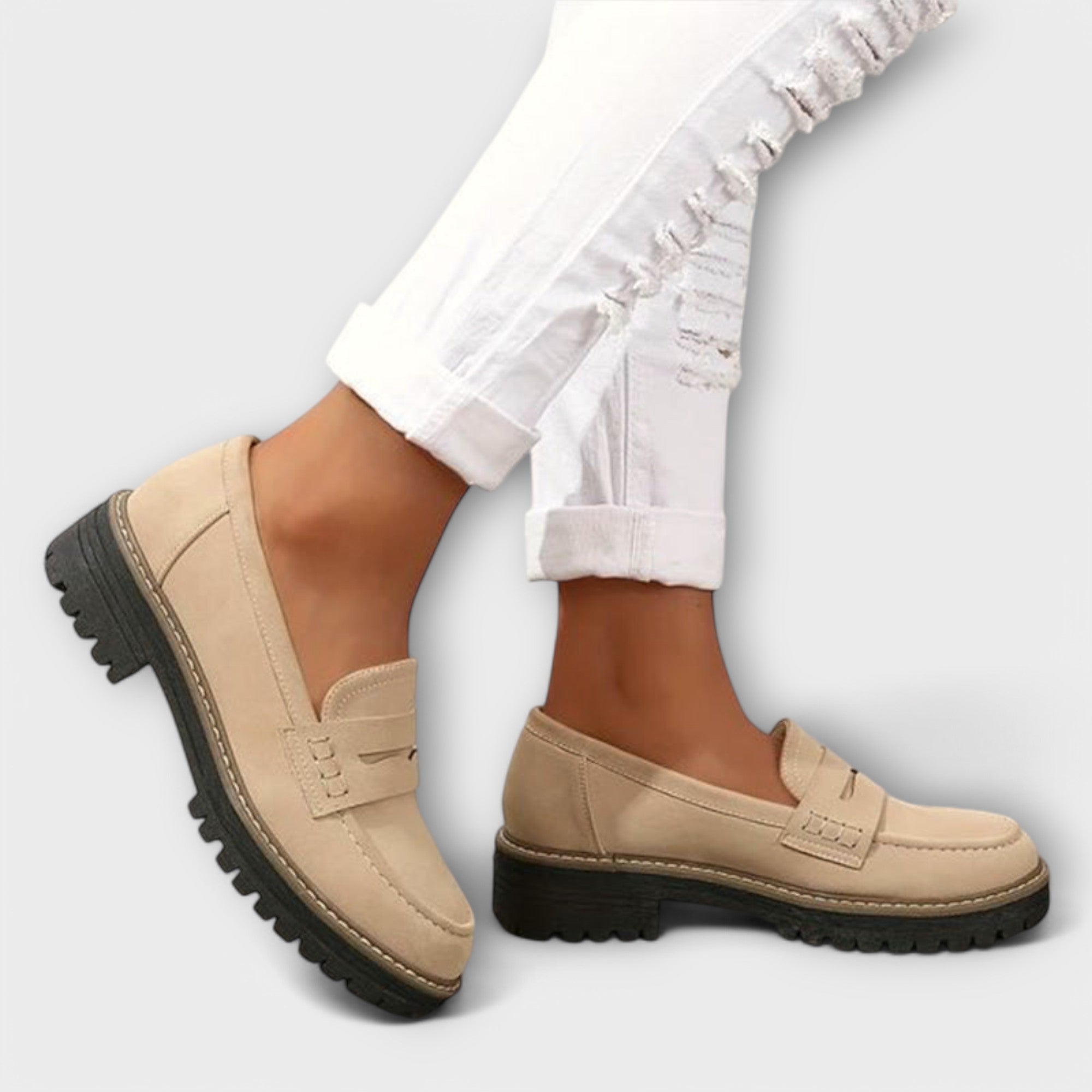 Women's Moccasins with Tank Tread Sole and Slip-On Design