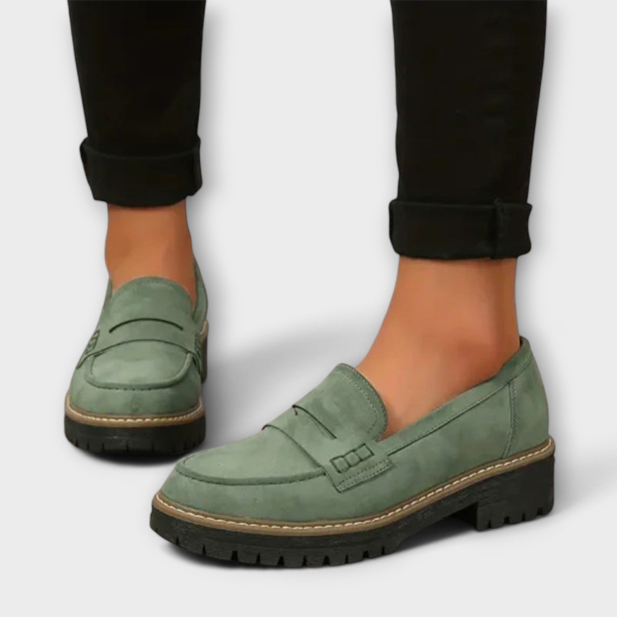 Women's Moccasins with Tank Tread Sole and Slip-On Design