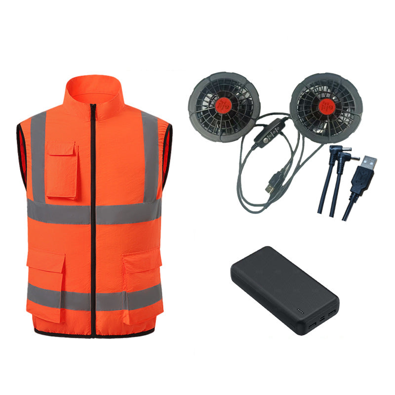 Gilet rafraîchissant avec ventilateurs et bandes réfléchissantes