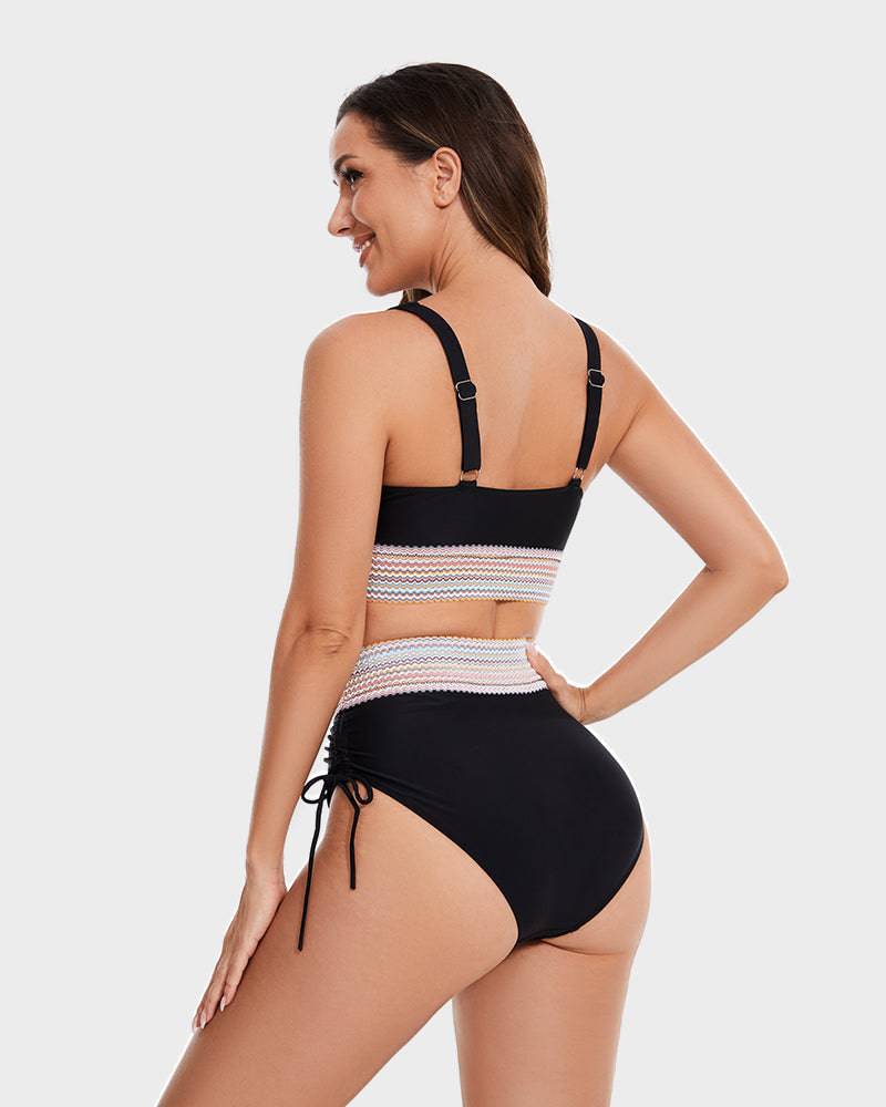 Damskie bikini z wysokim stanem i trójkątnym biustonoszem