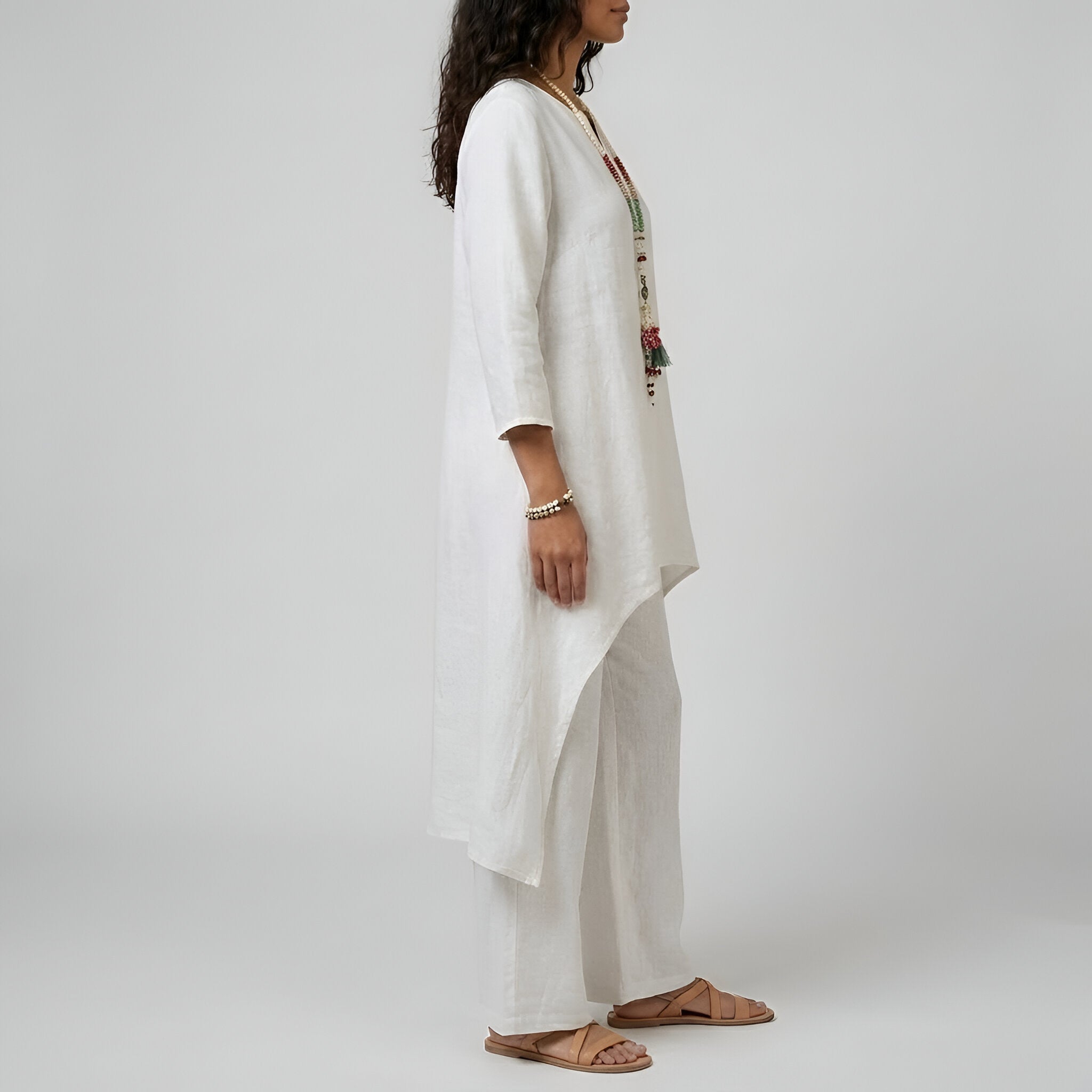 Γυναικεία φόρμα τουνίκ και παντελόνια από ελαφρύ βαμβάκι, άνετη εφαρμογή, casual, κομψή